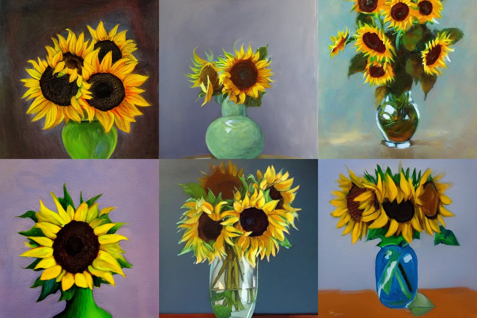 Prompt: some sunflower in the vase