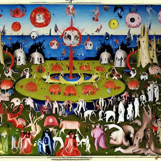 Prompt: garden of earthly delights manga style