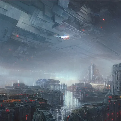 Image similar to highly detailed brutalist architecture city, star wars imperial style, while it's raining, stephen bliss, unreal engine, fantasy art by greg rutkowski, loish, rhads, ferdinand knab, makoto shinkai, ilya kuvshinov, rossdraws, global illumination, radiant light, detailed and intricate environment