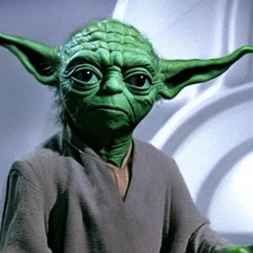 Image similar to a film still of yoda in star trek 1 9 6 6 realistic, detailed