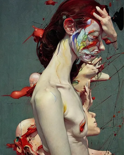 Image similar to there is ugliness in beauty, but there is also beauty in ugliness. in the style of adrian ghenie, esao andrews, jenny saville, edward hopper, surrealism, dark art by james jean, takato yamamoto