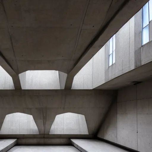 Image similar to a scifi church built in brutalist architecture, diverse unique building geometry full of shapes and corners