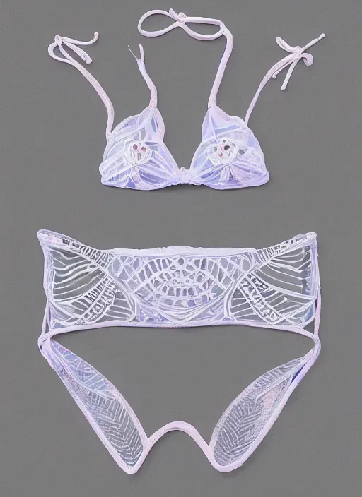 Image similar to bikini made of glowing translucent ornate by VeraWang
