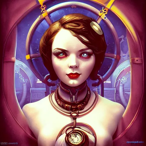 Image similar to lofi underwater bioshock steampunk portrait, Pixar style, by Tristan Eaton Stanley Artgerm and Tom Bagshaw.