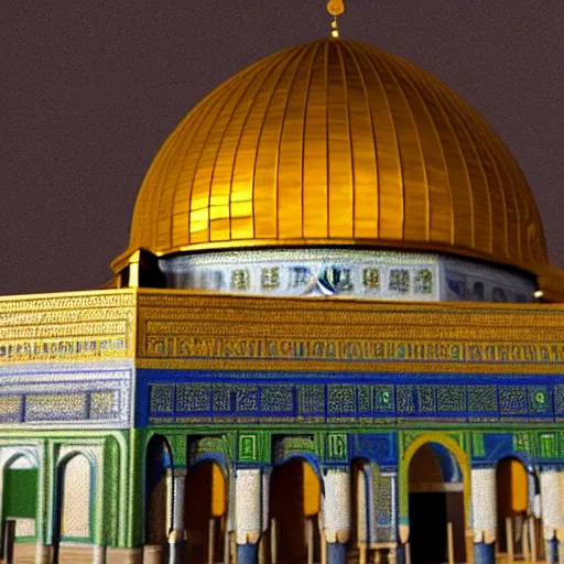 Image similar to Dome of the Rock Cinematic, ultra-detailed, ultra-realistic, realism, ambient light