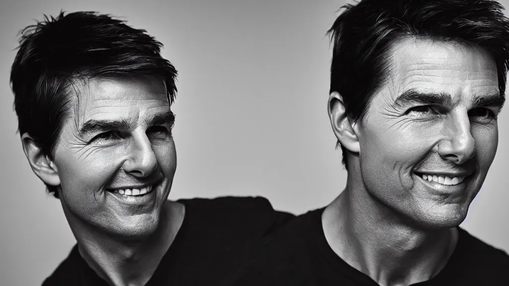 Image similar to A studio portrait of Tom Cruise; f/1.4; 90mm