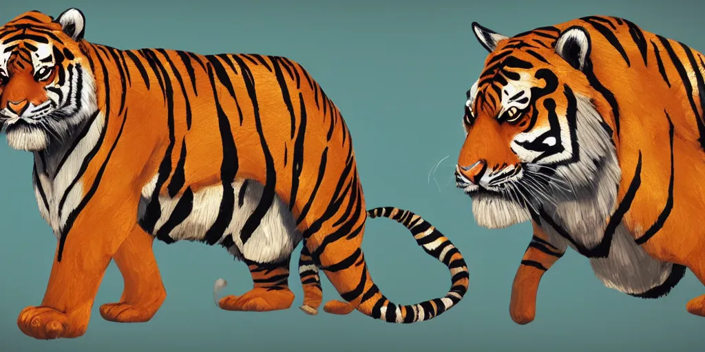 Prompt: game asset of unique tiger heads on white background, organic, in gouache detailed paintings, props, stylized, 2 d sprites, kitbash, 8 k, close up