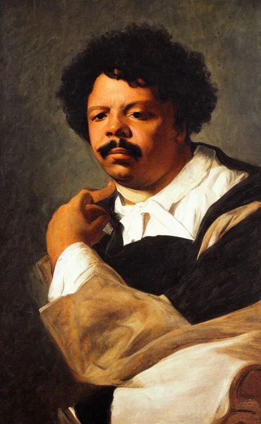 Image similar to Portrait of Alexandre Dumas, oil on canvas, highly detailed, by Delacroix, 8k