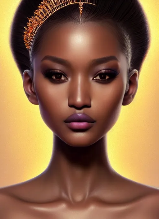 Prompt: portrait of princess, intricate, sharp focus, octane render, realistic, photo, detailed, beautiful, brown skin, unreal engine, symmetrical!!, loreal, maybelline, sephora, loreal, artstation, art by artgerm, rossdraws, art by karol bak, makeup by pat mcgrath, cinematic, concept art, filmic, vsco