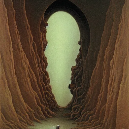 Prompt: Zdzisław Beksiński painting of the portal to hell