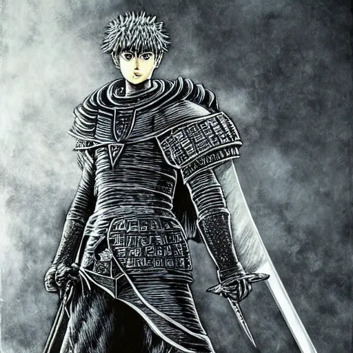 Image similar to a knight with a huge sword, kentaro miura, berserk, symmetrical, high detail