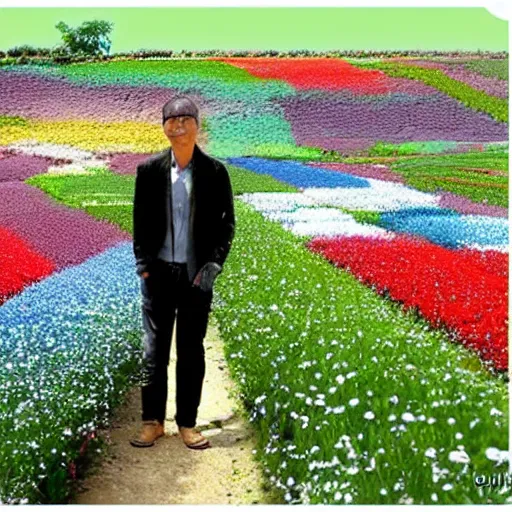 Prompt: man in a flower field by qunqing 1 2 3