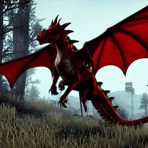 Prompt: Dragons in Red Dead Redemption