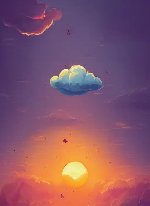 Image similar to Clouds in the shape of a peach, giant insects, digital painting by Alena Aenami, Alena Aenami, Alena Aenami, Alena Aenami, serene, artstation, concept art, 8k