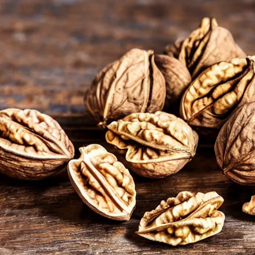 Prompt: walnuts watching someone sit down, photograph