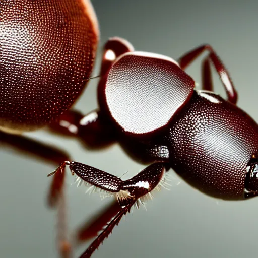 Prompt: an ant with small robotic parts. macro photograph. nikon.