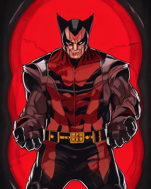 Image similar to portrait comic art of marvels wolverine, black and red color scheme, by inhyuck lee