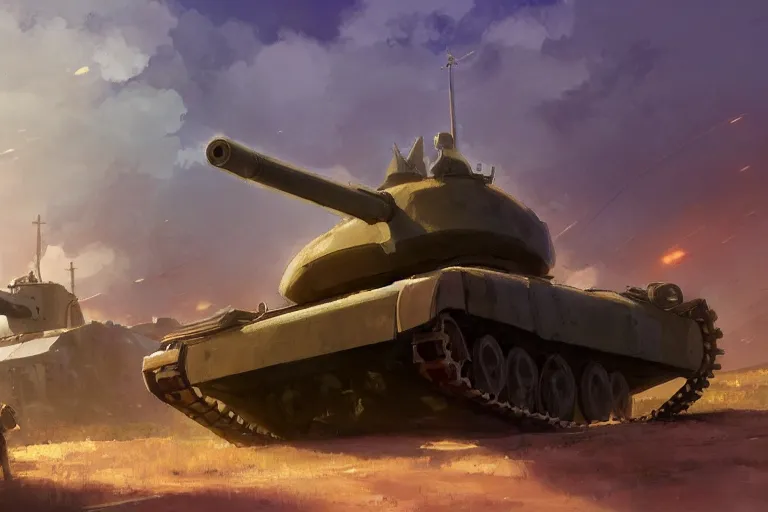 Prompt: a tank with a church instead a gun plattform, scene in an open field. key visual, conceptart, ambient lighting, highly detailed, digital painting, artstation, concept art, sharp focus, by makoto shinkai and akihiko yoshida and greg manchess