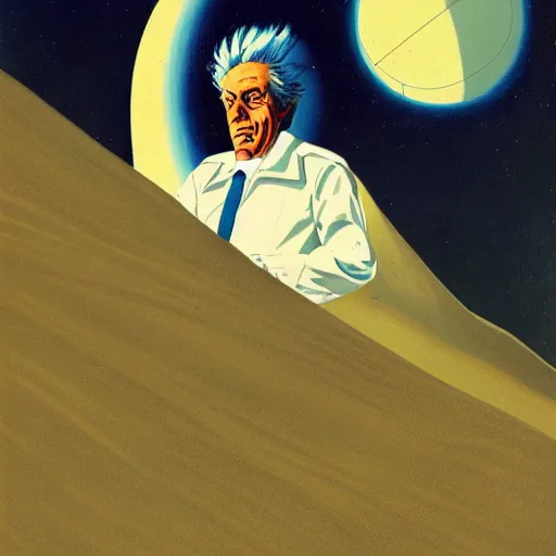 Prompt: a portrait of rick sanchez by chesley bonestell