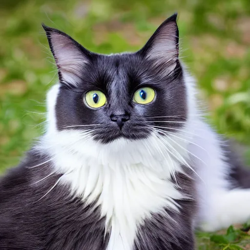 Prompt: photo of ragdoll cat that looks like a dragon looking at camera, ultra realistic, full body