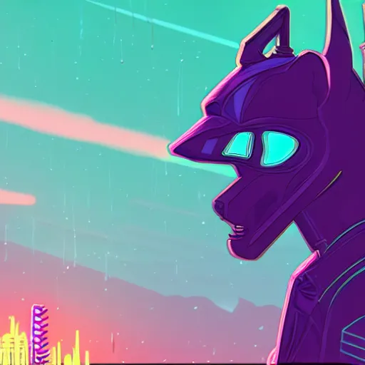 Prompt: anubis synthwave