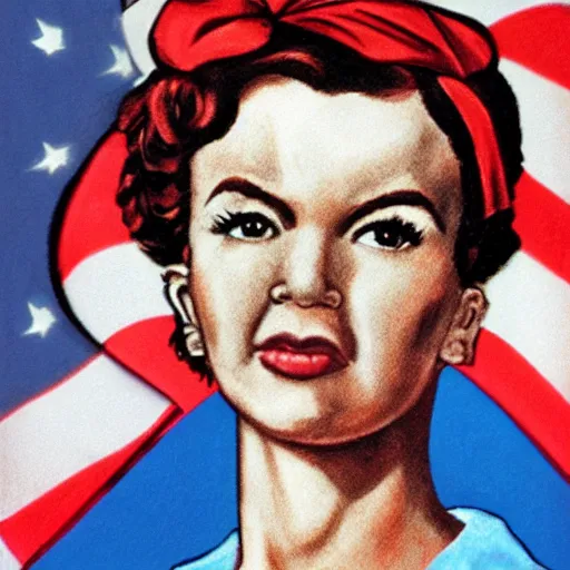 Image similar to a portrait of Rosie the riveter