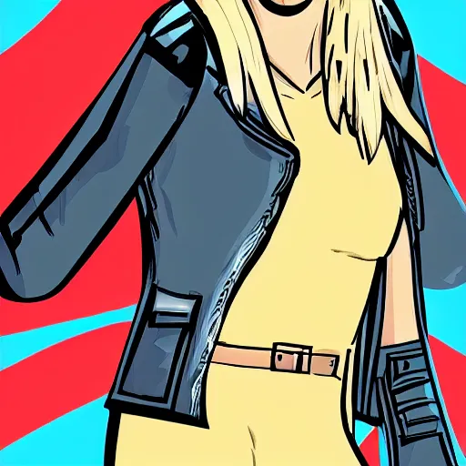 Image similar to blonde girl wearing an decent outfit hero, digital artwork in hero comic art style, shaped details