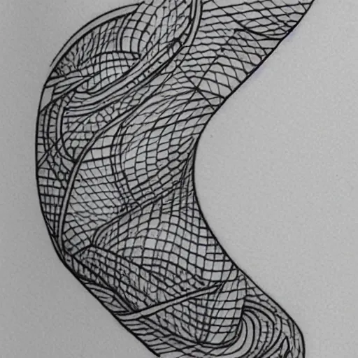 Prompt: tattoo sketch of a sea, on a yellow paper, ornamental, line art, minimalism, tatto for leg