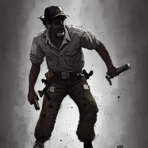 Image similar to don ramon and the chavo del 8 walking dead game telltale, gigachad black and white trending on artstation, painted by greg rutkowski