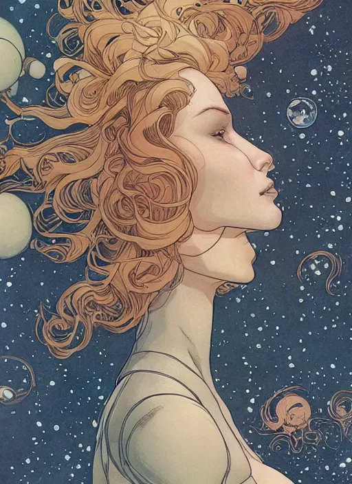 Image similar to a close up of a beautiful woman in a future space suit artwork by james jean, Phil noto and rebecca guay