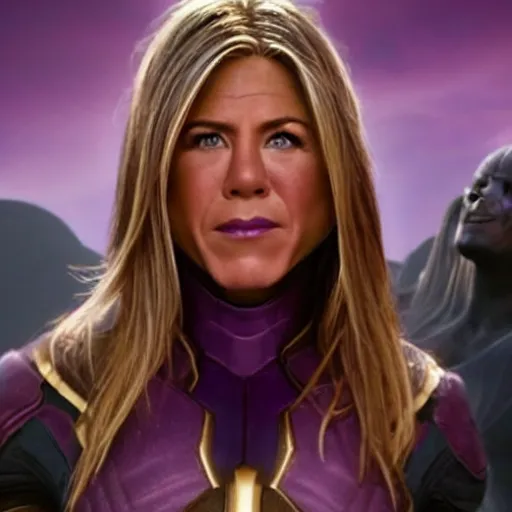 Prompt: Thanos played by Jennifer Aniston, high detail, realistic