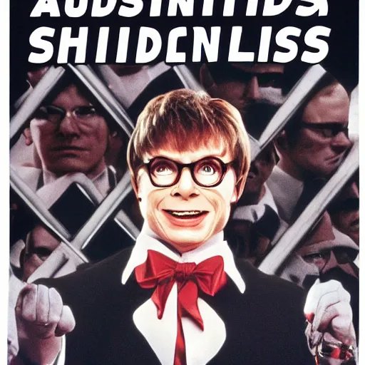 Prompt: austin powers in schindlers list, movie poster, 1 9 9 0