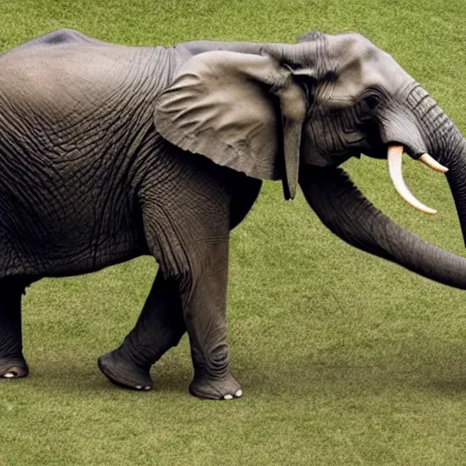 Image similar to an elephant jumping down a table,