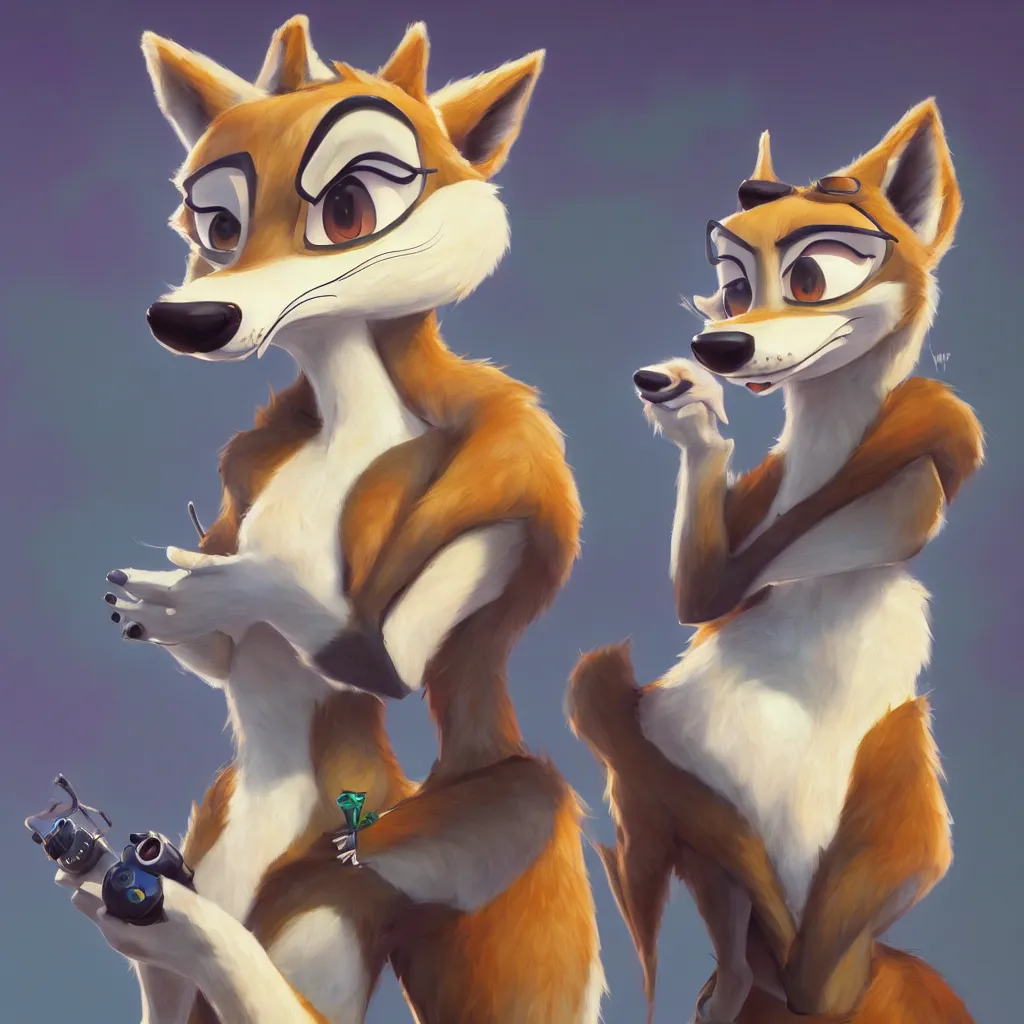 Image similar to oil painting of anthropomorphic female wolf in the style of zootopia female fursona furry furaffinity 4 k, deviantart, furry art fursona ar