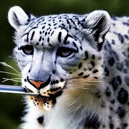 Image similar to Snow leopard smoking weed