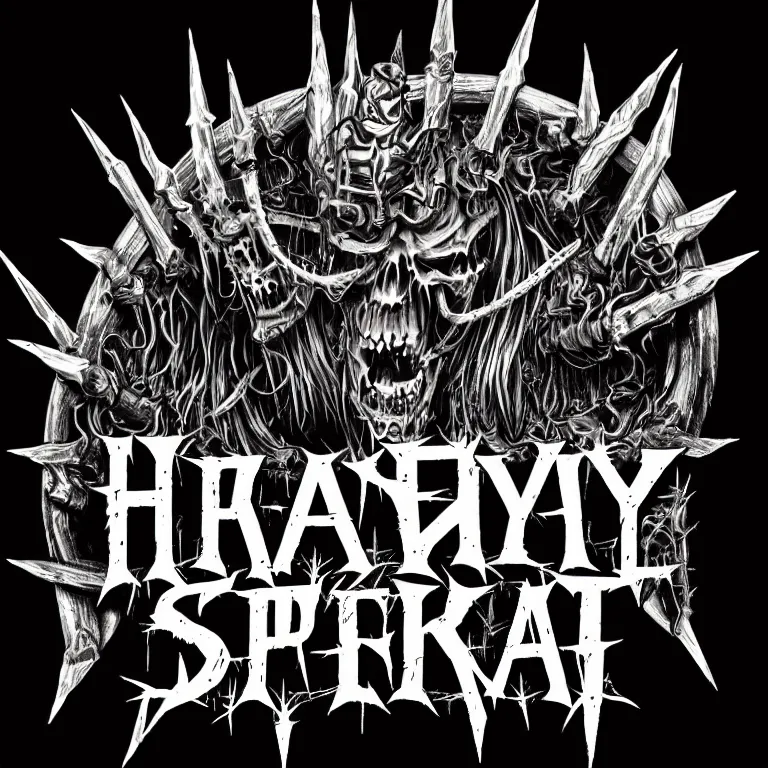 Image similar to heavy trash metal spiky dark creepy dark dirty grungy satanic logo word illustration