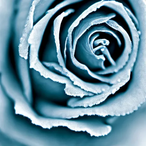 Image similar to A 4k photo of a blue rose, morning dew on the rose, high contrast