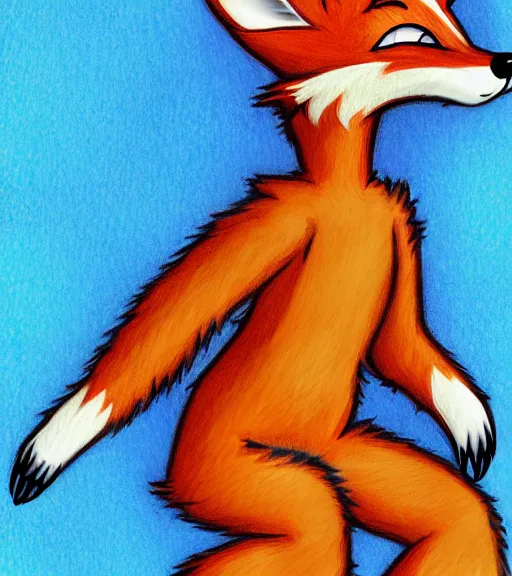 Image similar to expressive stylized master furry artist digital colored pencil painting full body portrait character study of the fox fursona animal person wearing clothes jacket and jeans by master furry artist blotch