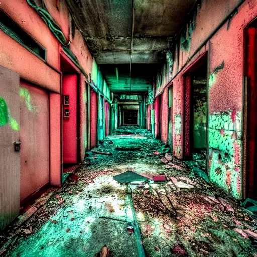 Image similar to urbex urban exploration, synthwave