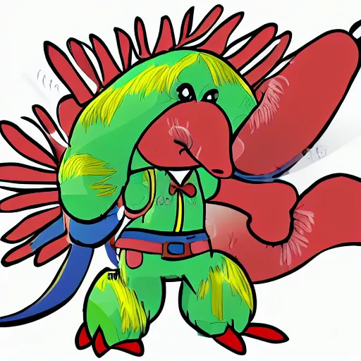 Prompt: character design of cute australian echidna, cartoon style