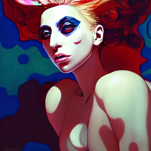 Image similar to prompt : lady gaga portrait soft light painted by james jean and katsuhiro otomo and erik jones, inspired by akira anime, smooth face feature, intricate oil painting, high detail illustration, sharp high detail, manga and anime 1 9 9 9