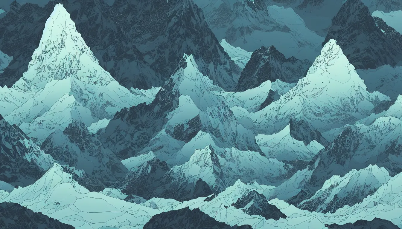 Image similar to Himalayas by Kilian Eng, minimalist, detailed