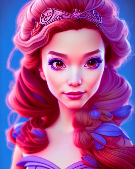 Image similar to richly detailed color illustration of a disney-princess-con-artist illustrated by Artgerm and Mina Petrovic and Timothy Kong and Marina Federovna. 3D shadowing