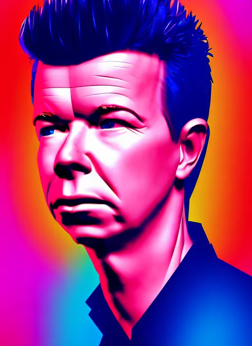 Prompt: dreampunk glitchy portrait of Rick Astley with a microphone, 8K trending on artstation