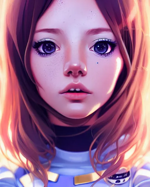 Prompt: portrait Anime space cadet girl cute-fine-face, pretty face, realistic shaded Perfect face, fine details. Anime. realistic shaded lighting by Ilya Kuvshinov Giuseppe Dangelico Pino and Michael Garmash and Rob Rey, IAMAG premiere, aaaa achievement collection, elegant freckles, fabulous, eyes open in wonder