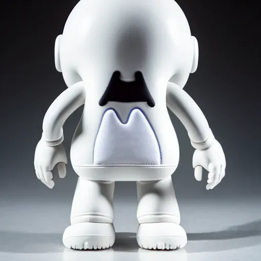 Prompt: an all white art vinyl figure with a microwave oven for a head, in the style of guggimon, kidrobot, sket - one x iamretro, kenny wong x pop mart, space molly, frank kozik, guggimon, kaws studio lighting, subsurface diffusion, 8 k - h 7 6 8