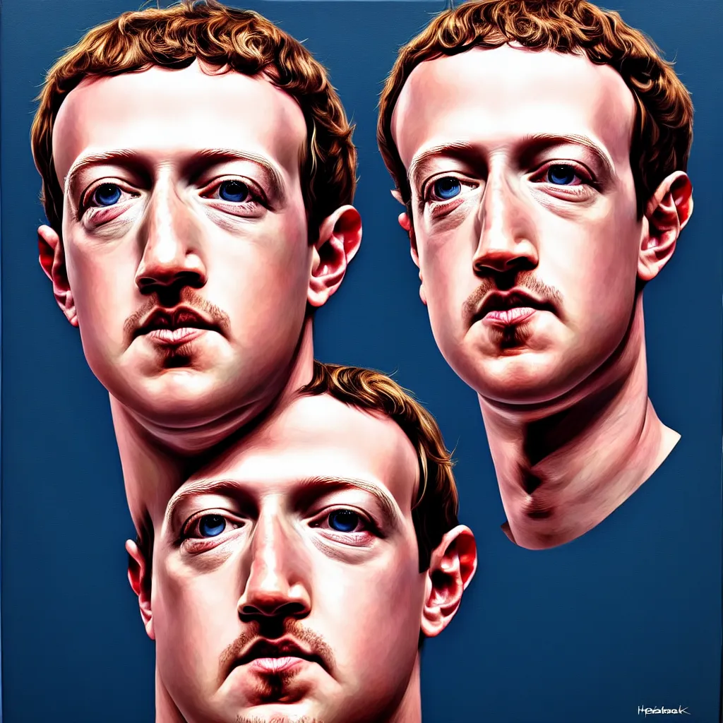 Prompt: one mark zuckerberg staring into your soul, hyper realistic, painting