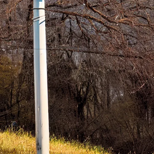 Prompt: color photograph of utility pole, telephone pole