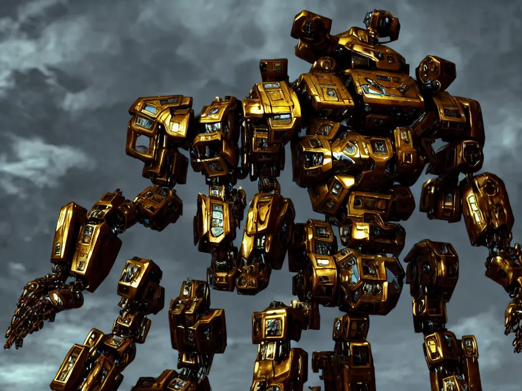 Image similar to a shiny ornate boxing humanoid mecha in ruin city, victory, bright, by war robots, real steel ( 2 0 1 1 ), westworld and eve venture and pacific rim and machine warrior 5, cryengine, frostbite 3 engine, scarlet and yellow scheme, sharp focus, 8 k, high definition, insanely detailed, soft lighting, smooth face