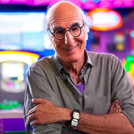 Prompt: larry david at a chuck-e-cheese, 8k, photograph